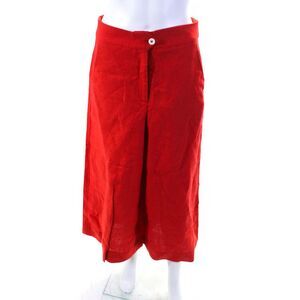 Danielle Rollins Womens Linen Wide Leg High Rise Oscar Pants Red Size 6